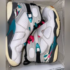 Nike Air Jordan 8 Retro South Beach Blue White Pink 305368-113 Size 7Y Women 8.5